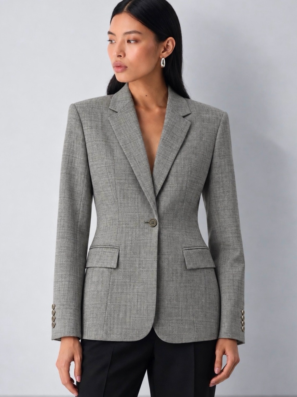 Aritzia Talula Babaton Sculpted Grey Wool Blazer Jacket Size 6